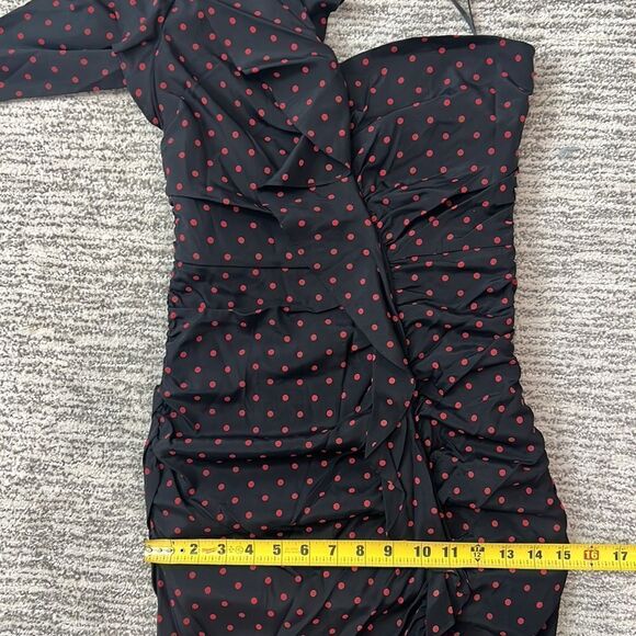NWT Veronica Beard Leona Dress Black/Red
Polka Dot One Shoulder Ruffle Size 2 - Picture 13 of 16